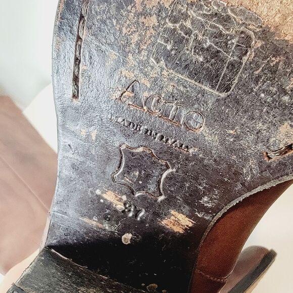 Acne Studios Pistol Brown Burnished Tall Leather Boots Size 37 US 7 - Picture 7 of 12